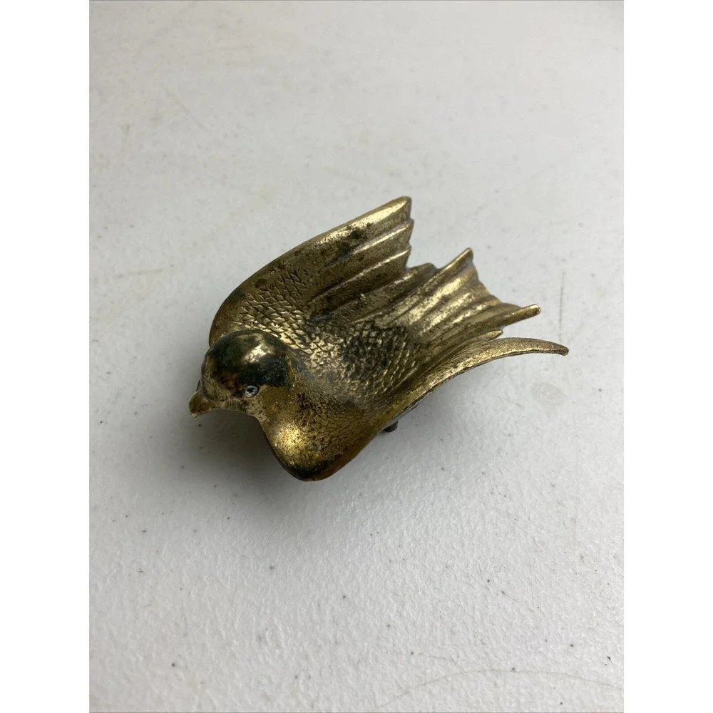 BRASS BIRD PIPE OR TRINKET HOLDER Stamped MADE IN‎ ISRAEL Vintage
